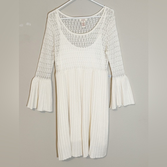 Sundance Ivory Pointelle Josalyn, BellSleeves Sweater Dress with Lining- size PL - Picture 2 of 11